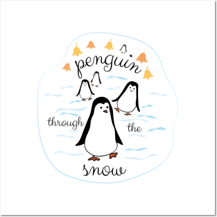 Penguin Through the Snow, Jingle Bells, for light backgrounds Posters and Art